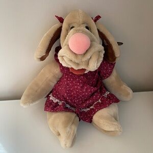 🐾 Vintage 1981 Ganzbros Wrinkles 17” Plush Hand Puppet -  Girl with Dress